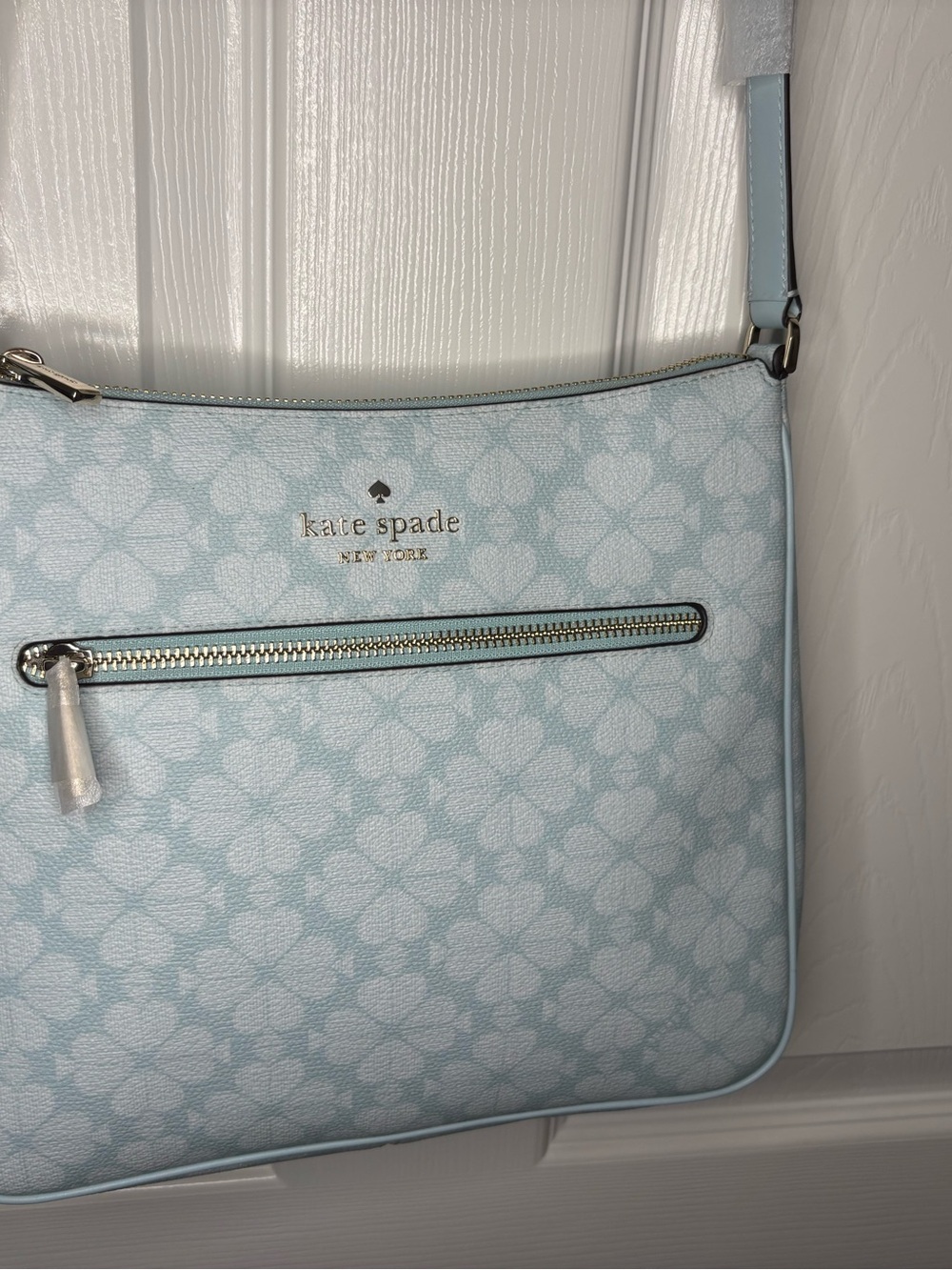 kate spade Flower Light Blue Floral-Print Crossbody Bag blue glow NWT